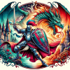 Brave Fighter Against Evil Dragon